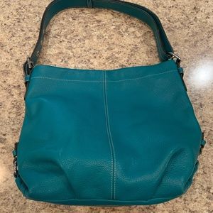 Coach green leather shoulder or cross body bag